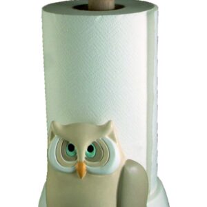 Portarotolo gufo in ceramica colorata a mano