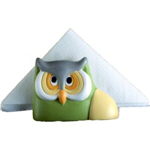 Porta tovaglioli gufo in ceramica colorata a mano