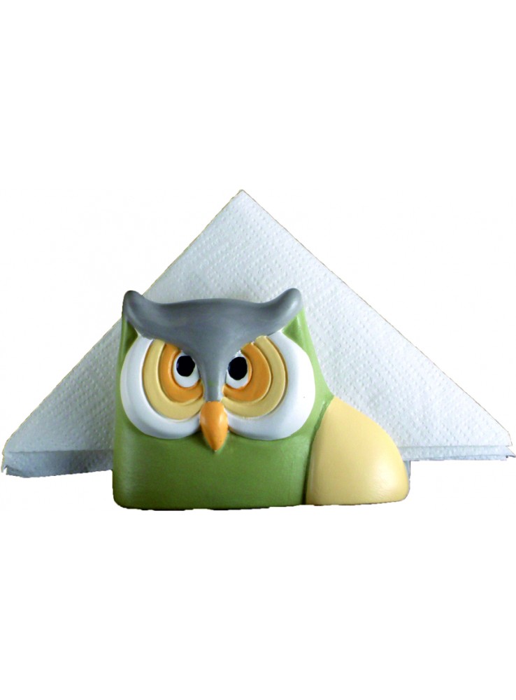 Porta tovaglioli gufo in ceramica colorata a mano Porta tovaglioli gufo in ceramica colorata a mano