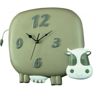 Orologio da muro mucca in ceramica colorata a mano