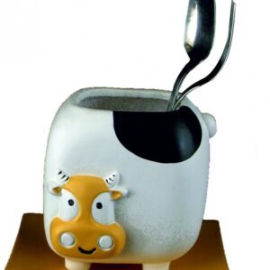 Scolaposate mucca in ceramica colorata a mano