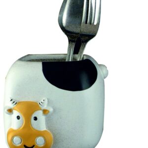 Portaposate mucca in ceramica colorata a mano