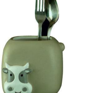 Portaposate mucca in ceramica colorata a mano