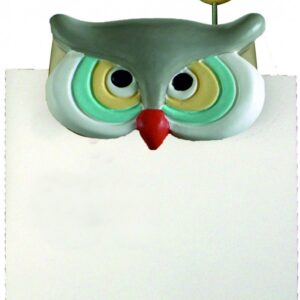 Lavagna gufo in ceramica colorata a mano