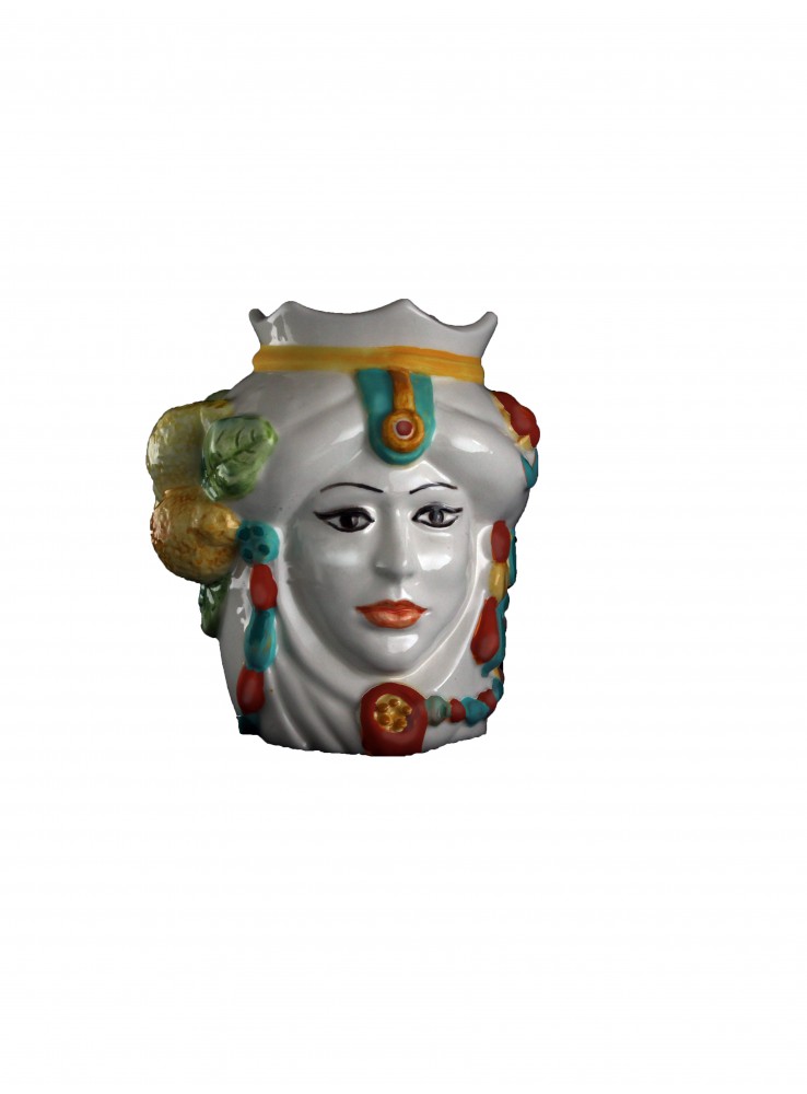 Testa di donna in ceramica colorata a mano – I Mori Testa di donna in ceramica colorata a mano - I Mori