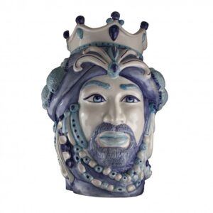Testa di moro in ceramica bianca e blu - I Mori