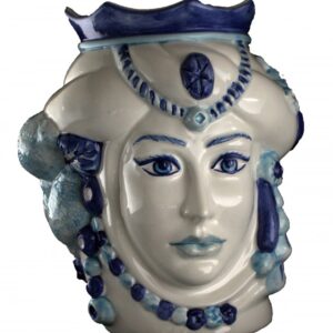 Testa di donna in ceramica bianca e blu - I Mori