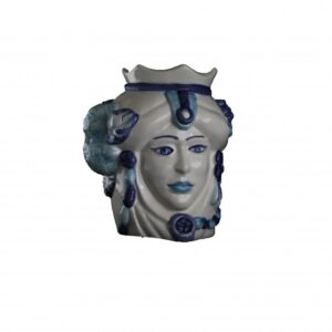 Testa di donna in ceramica bianca e blu - I Mori
