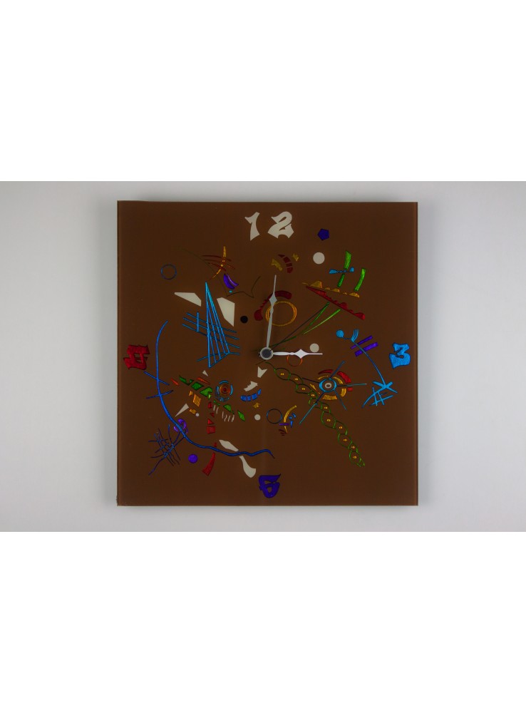 Orologio da parete in vetro marrone - Composizione two Orologio da parete in vetro marrone - Composizione two