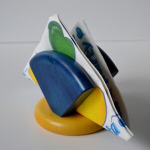 Porta tovaglioli in legno di tiglio giallo-blu