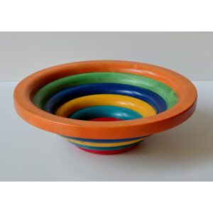 Centrotavola in legno di tiglio multicolor arancio