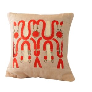 Cuscino Quadrato beige e rosso interno