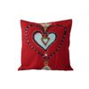 Cuscino cuore rosso dipinto a mano
